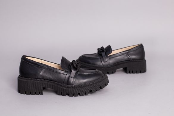 Туфли женские кожаные черного цвета, 41, 26.5