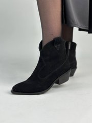 Ботинки ковбойки женские замшевые черные на черной подошве демисезоные, 41, 26.5