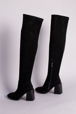 Сапоги-чулки женские замшевые черные на каблуке, 36, 24
