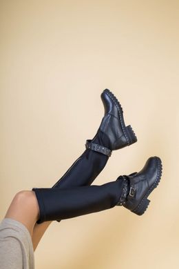 Женские демисезонные черные сапоги, кожа и обувной стрейч 41, 41, 27