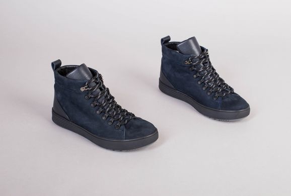 Мужские синие зимние ботинки из нубука, на шнурках, 40, 26.5