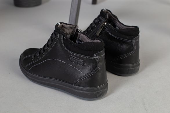 Демисезонные черные кожаные ботиночки для мальчика, 35, 22.7