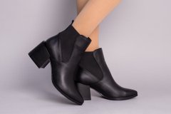 Ботинки женские кожаные черные на каблуке, 41, 26.5