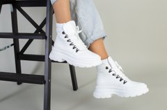 Ботинки женские кожаные белые на шнурках зимние, 41, 27