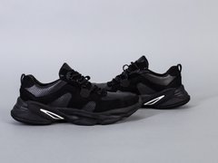 Мужские черные кроссовки из нубука с вставками перфорированой кожи