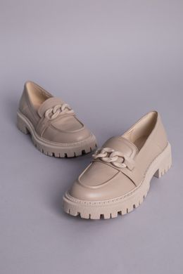 Туфлі жіночі шкіряні бежевого кольору, 38, 24.5-25