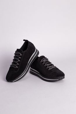 Кросівки жіночі замшеві чорного кольору, 35, 23