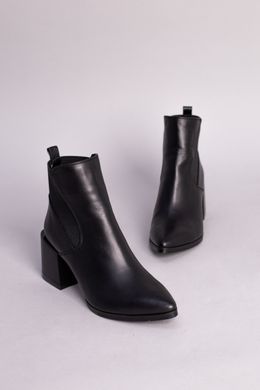 Ботинки женские кожаные черные на каблуке, 41, 26.5