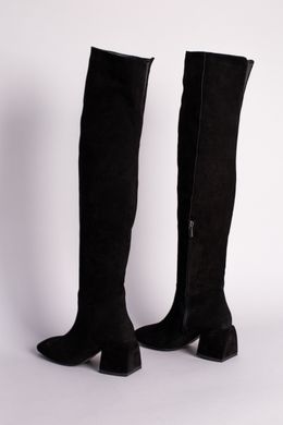 Ботфорты женские замшевые черные на небольшом каблуке демисезонные, 37, 24
