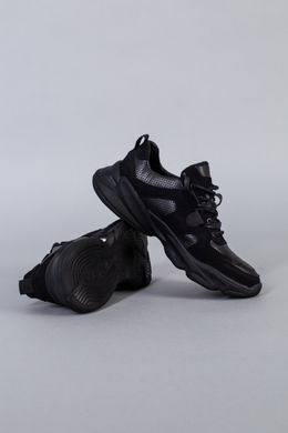 Чоловічі чорні кросівки із нубуку із вставками перфорованої шкіри, 40, 26.5