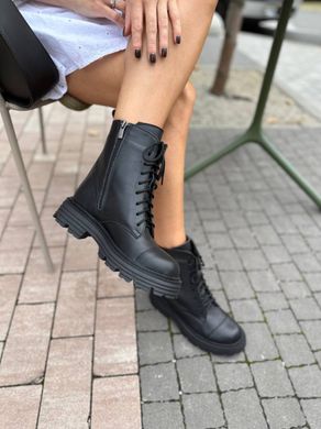 Ботинки женские кожаные черные демисезонные, 36, 23