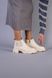 Ботинки женские кожаные молочного цвета на резинке и с замком демисезонные, 36, 23.5