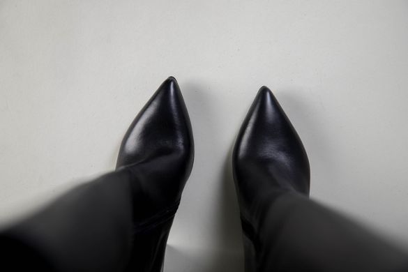 Ботфорты женские кожаные черные зимние на каблуке, 36, 23.5