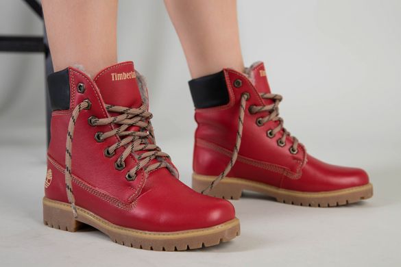 Червоні шкіряні зимові черевики для дівчинки 35, 33, 20.5