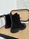 Черевики жіночі замшеві чорного кольору з лаковим носком зимові, 36, 23.5