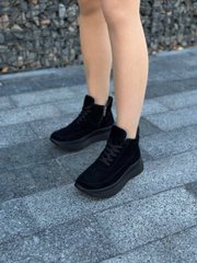 Кросівки жіночі замшеві чорні зимові, 37, 24