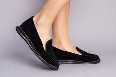 Туфлі жіночі замшеві чорного кольору на низькому ходу, 38, 24.5-25