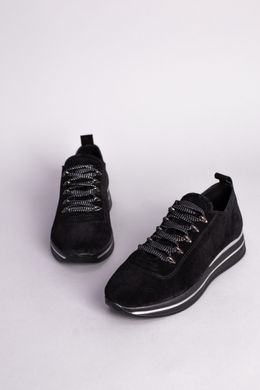 Кросівки жіночі замшеві чорного кольору, 36, 23.5