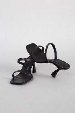 Шлепанцы женские кожаные черные на каблуке 6 см, 35, 23.5