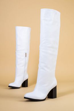 Белые кожаные зимние сапоги на каблуке, 40, 26-26.5