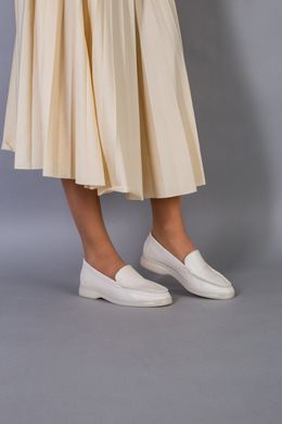 Туфли женские кожаные молочного цвета на низком ходу, 41, 26.5-27