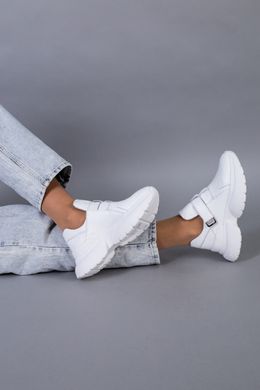 Кросівки жіночі шкіряні білі на липучці, 40, 26