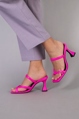 Шлепанцы женские кожаные цвета фуксии на каблуке, 35, 23