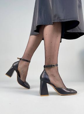 Туфлі жіночі шкіряні чорні на підборах, 35, 23.5
