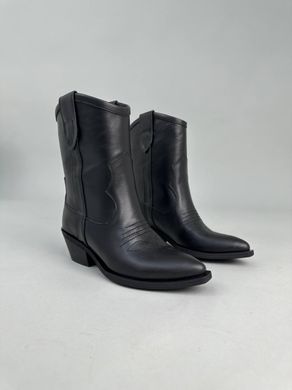 Ботинки казаки женские кожаные черного цвета зимние, 41, 26.5