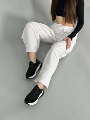 Кросівки жіночі з дайвінгу чорного кольору зі вставками замші та шкіри, 38, 24.5