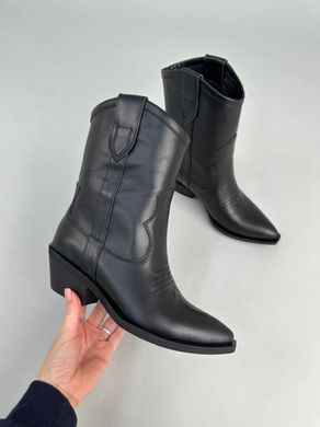Ботинки казаки женские кожаные черного цвета зимние, 41, 26.5
