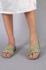 Шлепанцы женские кожаные цвета хаки на небольшом каблуке, 36, 23.5