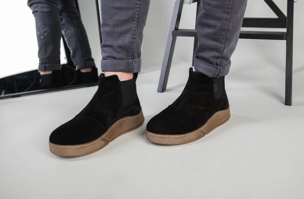 Мужские черные замшевые зимние ботинки на резинке, 45, 41, 27-27.5