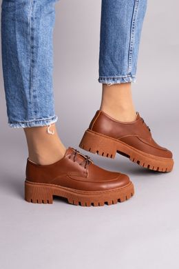 Туфлі жіночі шкіряні руді на шнурівці, 40, 26