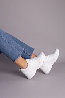 Кросівки жіночі шкіряні білі на білій підошві, 36, 24