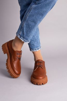 Туфлі жіночі шкіряні руді на шнурівці, 40, 26