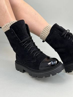 Ботинки женские замшевые черные зимние, 41, 26