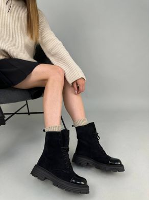 Ботинки женские замшевые черные зимние, 41, 26