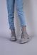 Черевики жіночі замшеві сірого кольору на шнурках та із замком, на цигейці, 41, 26.5