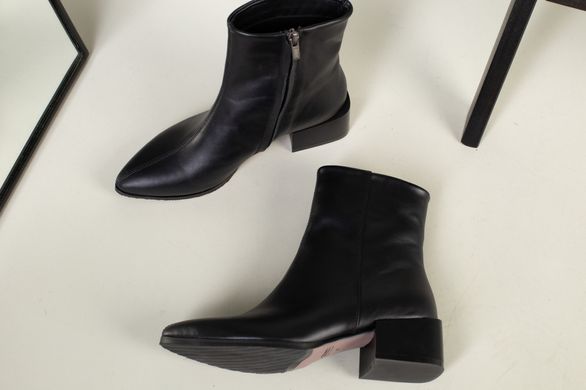 Ботильоны женские кожаные черного цвета на небольшом каблуке демисезонные, 41, 27