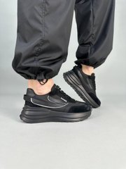 Кросівки жіночі з нейлону чорного кольору зі вставками шкіри та замші., 41, 25.5