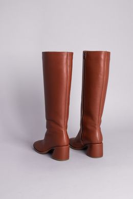 Чоботи жіночі шкіряні коричневі, каблук 5 см, зимові, 36, 23.5