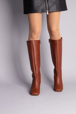 Сапоги женские кожаные коричневые, каблук 5 см, зимние, 36, 23.5