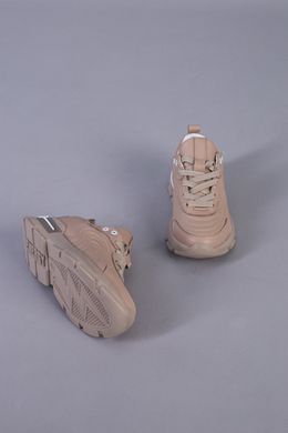 Кросівки дитячі шкіряні бежевого кольору, 32, 20