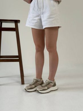 Кросівки жіночі замшеві бежеві зі шкіряними вставками, 41, 26.5-27