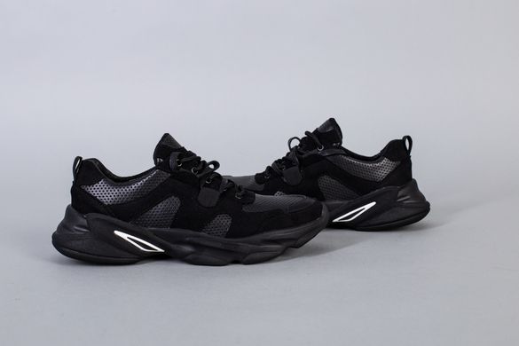 Чоловічі чорні кросівки із нубуку із вставками перфорованої шкіри, 45, 30