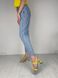 Шлепанцы женские кожаные голубые с желтыми вставками на каблуке, 35, 23