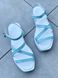 Босоніжки жіночі шкіряні блакитного кольору на білій підошві, 36, 23.5