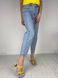 Шлепанцы женские кожаные голубые с желтыми вставками на каблуке, 35, 23