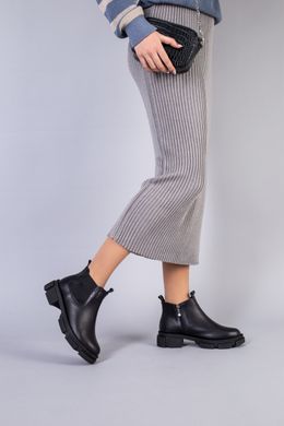 Ботинки женские кожаные черные на резинке и с замком демисезонные, 36, 23.5